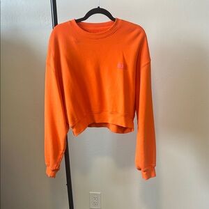 Orange Women's cropped crew neck Sweatshirt Set Active Flame